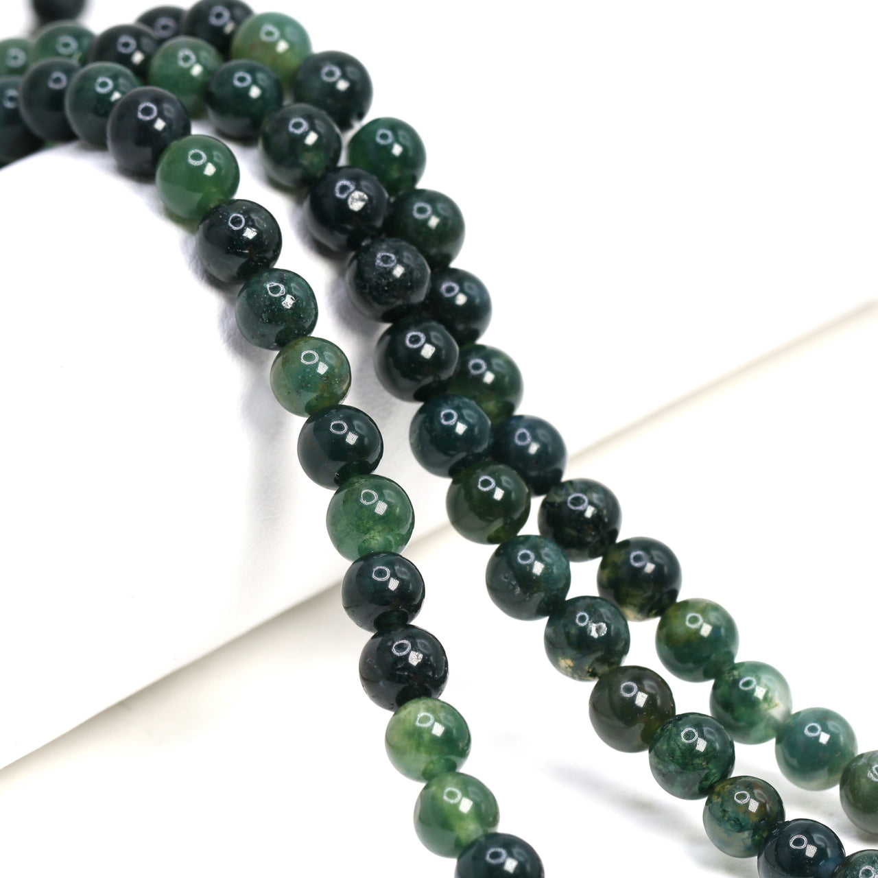 Green Moss Agate 6mm Smooth Rounds