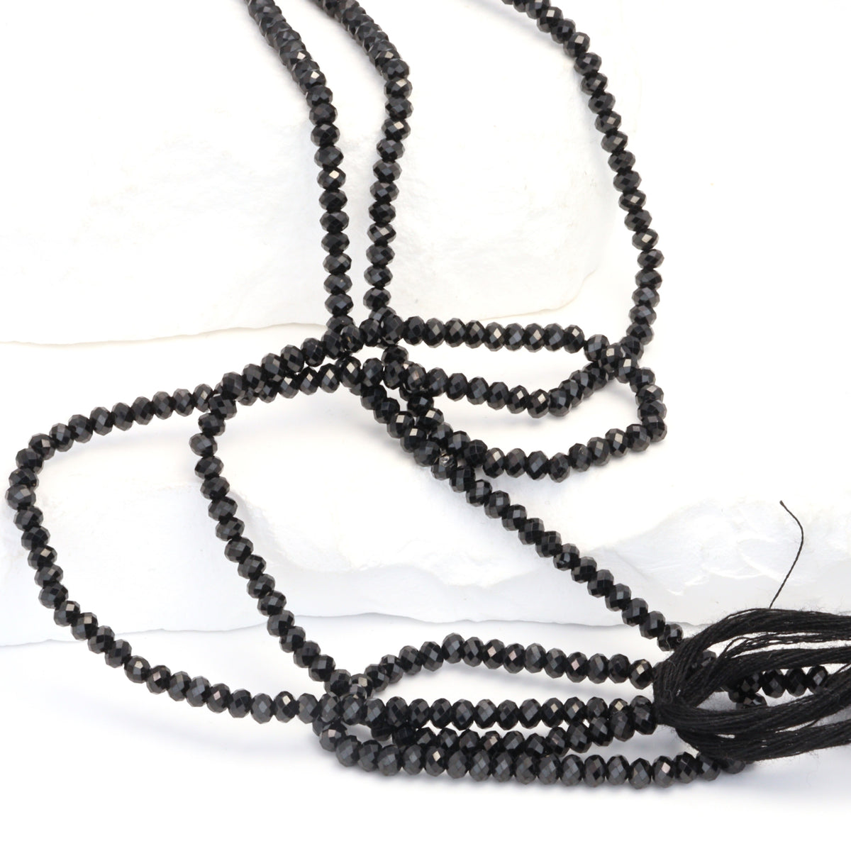 Black Spinel 3mm Faceted Rondelles Bead Strand