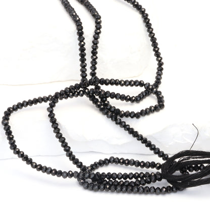 Black Spinel 3mm Faceted Rondelles Bead Strand