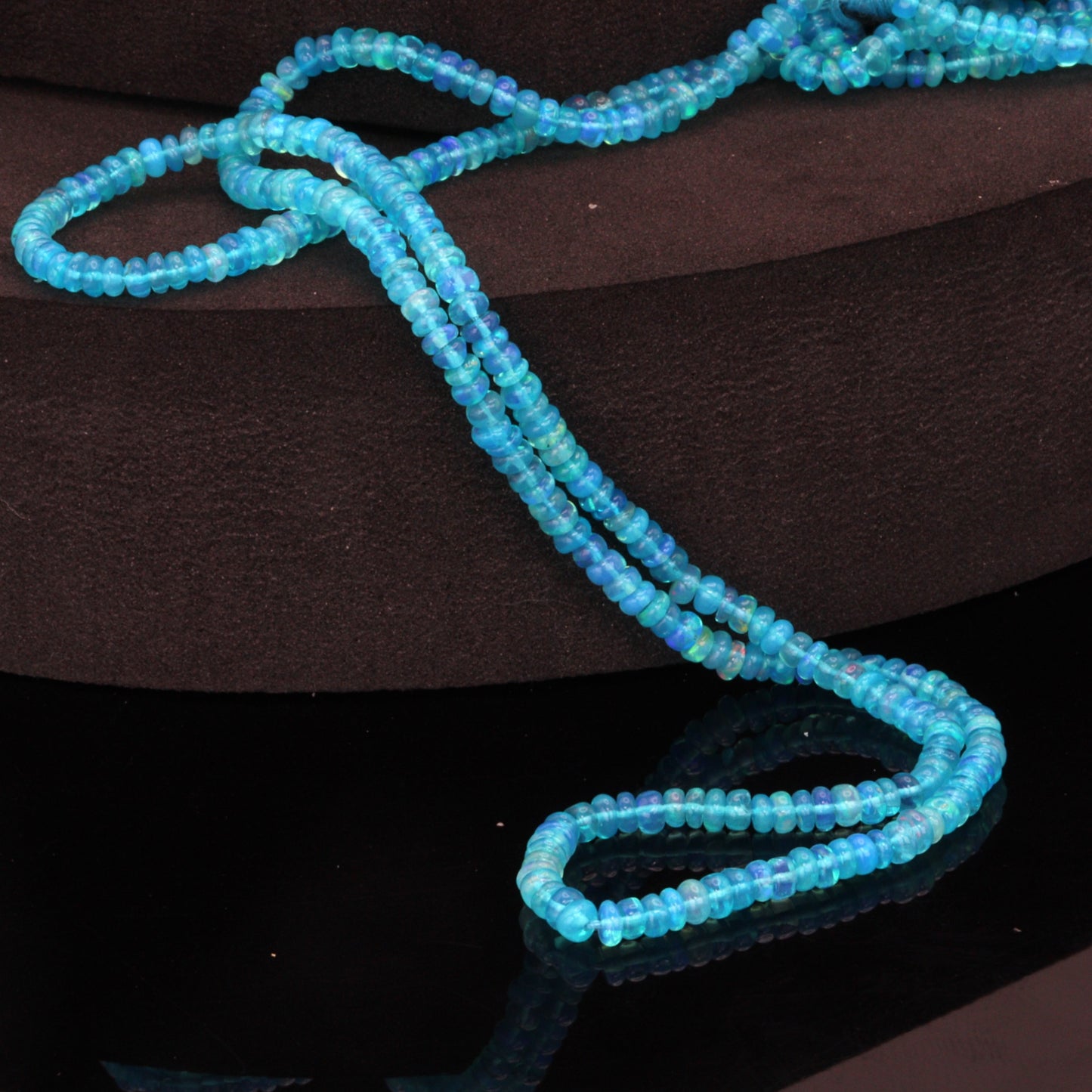 Teal Ethiopian Opal 3mm Smooth Rondelles Bead Strand