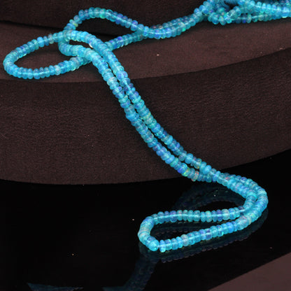 Teal Ethiopian Opal 3mm Smooth Rondelles Bead Strand