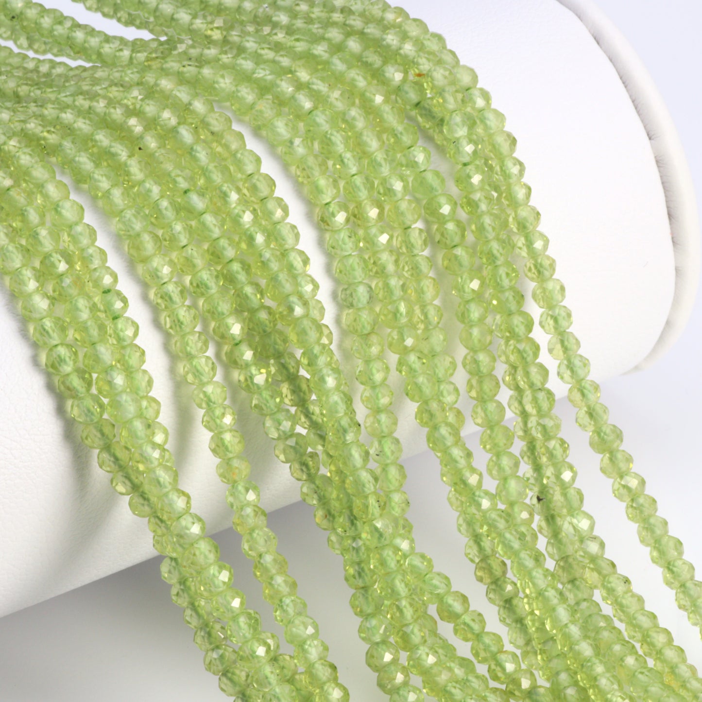 Green Peridot 3mm Faceted Rondelles Bead Strand