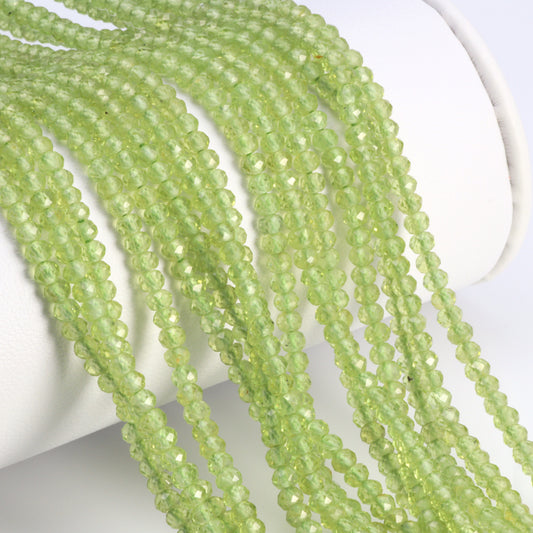 Green Peridot 3mm Faceted Rondelles Bead Strand