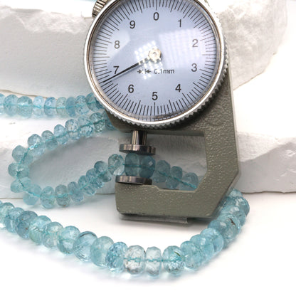 Blue Aquamarine 5.5mm - 7.5mm Faceted Rondelles Bead Strand
