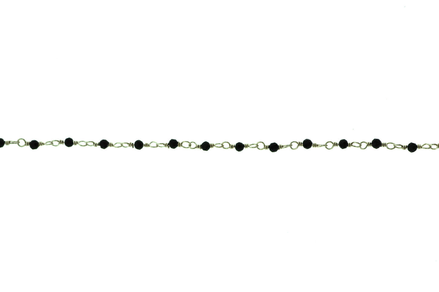 Black Spinel 2mm Faceted Rounds Rosary Chain Sterling Silver Wire Wrap Chain by the Foot