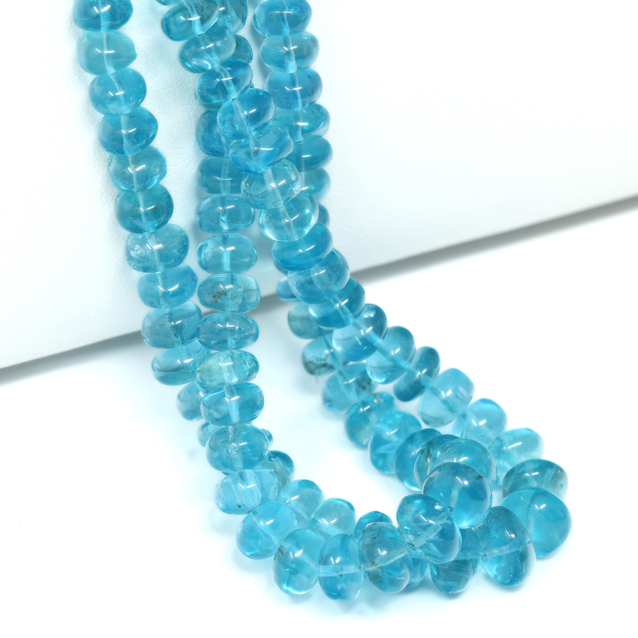 Sea Blue Apatite 5mm – 7mm Smooth Rondelles Bead Strand