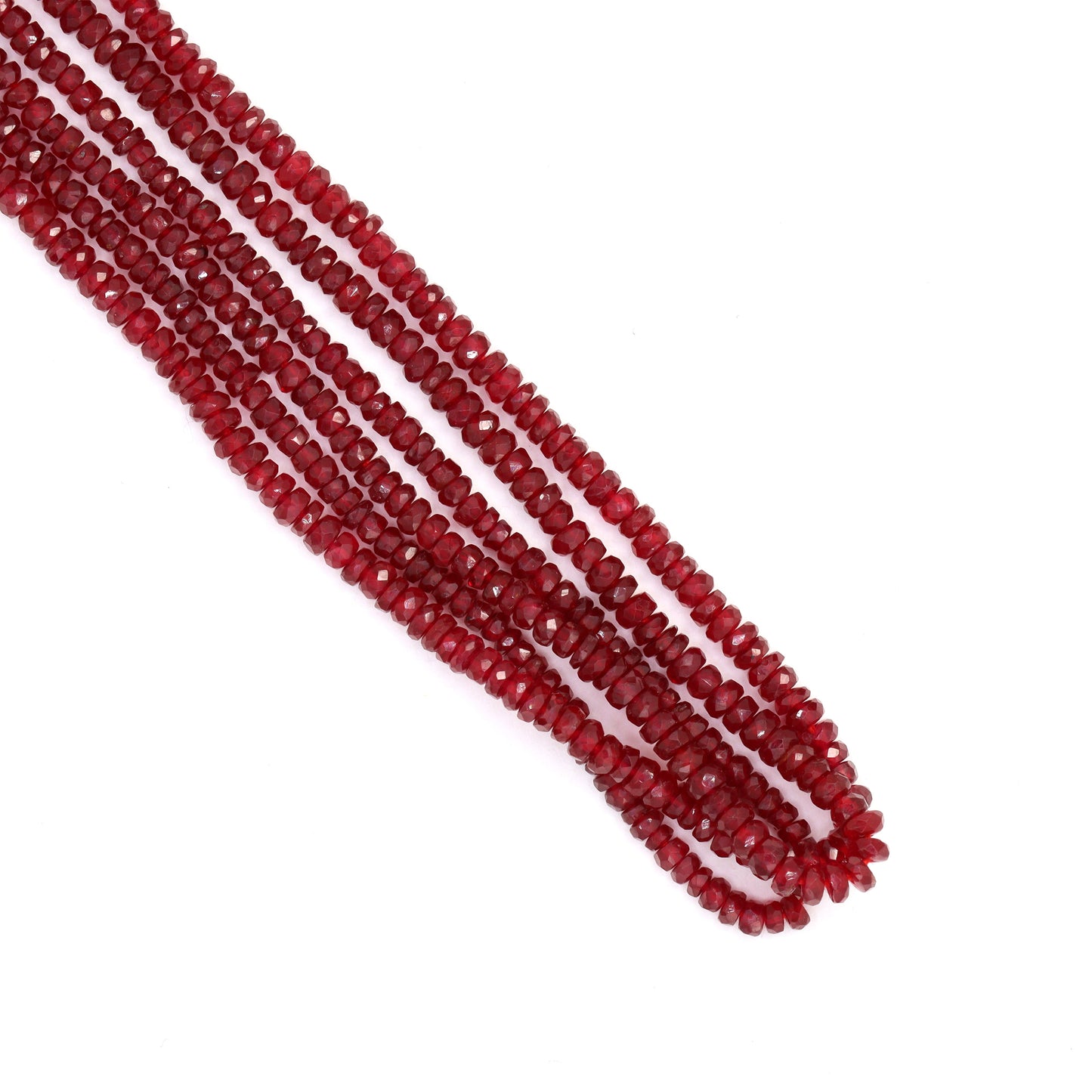 Red Ruby 2.5mm Hand Faceted Rondelles Bead Strand