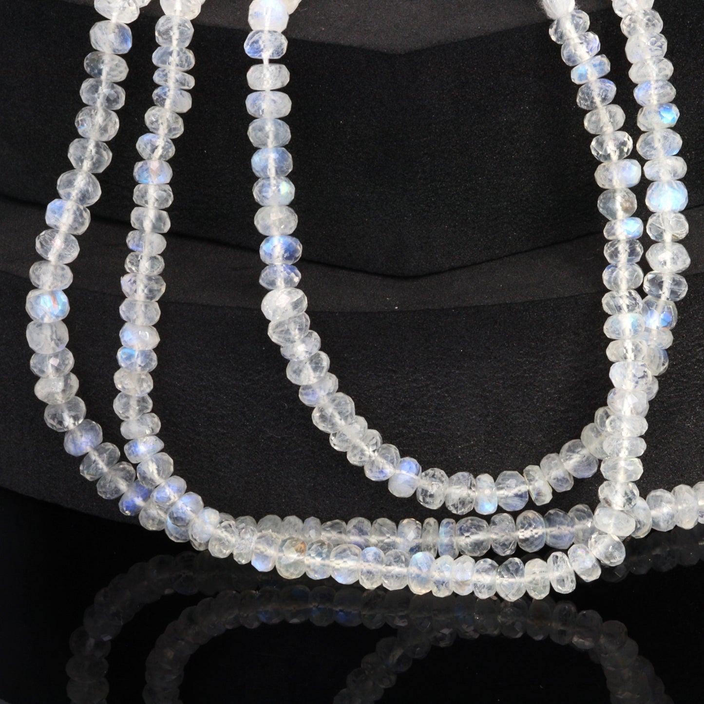 Blue Rainbow Moonstone 5mm Faceted Rondelles Bead Strand