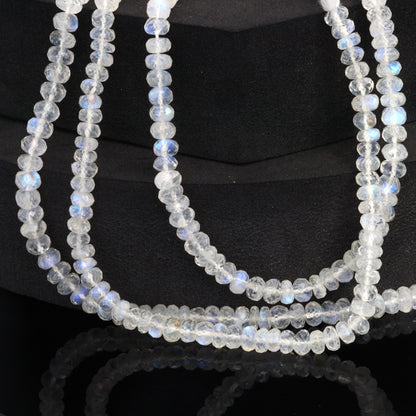 Blue Rainbow Moonstone 5mm Faceted Rondelles Bead Strand
