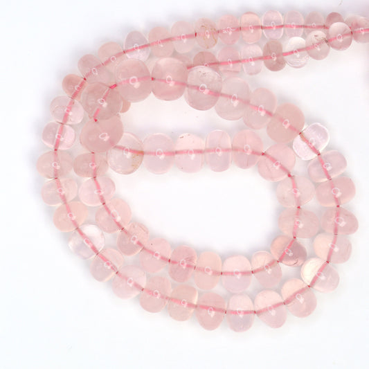 Rose Quartz 6mm - 9mm Smooth Rondelles Bead Strand