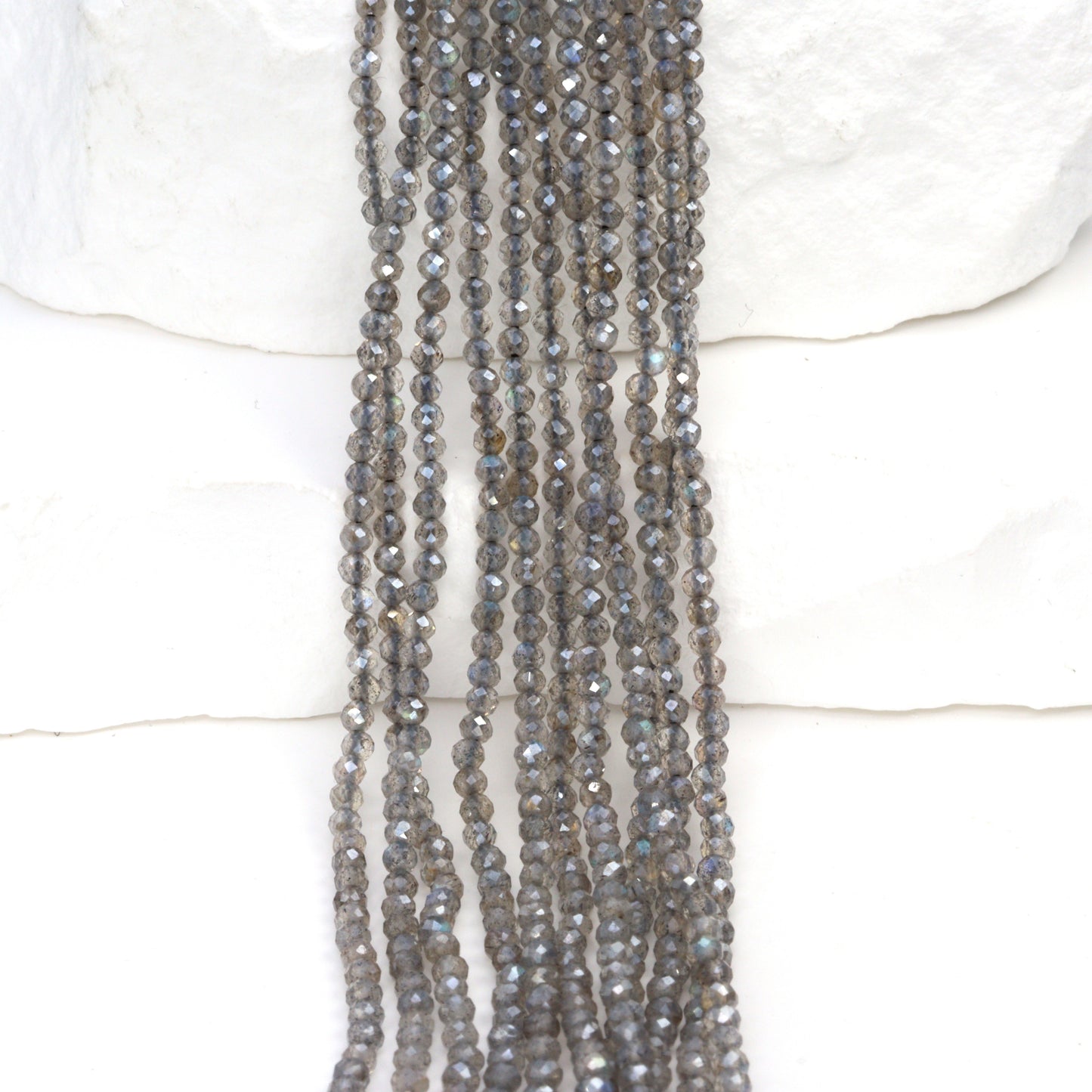 Coated Labradorite 2mm Faceted Rounds Bead Strand