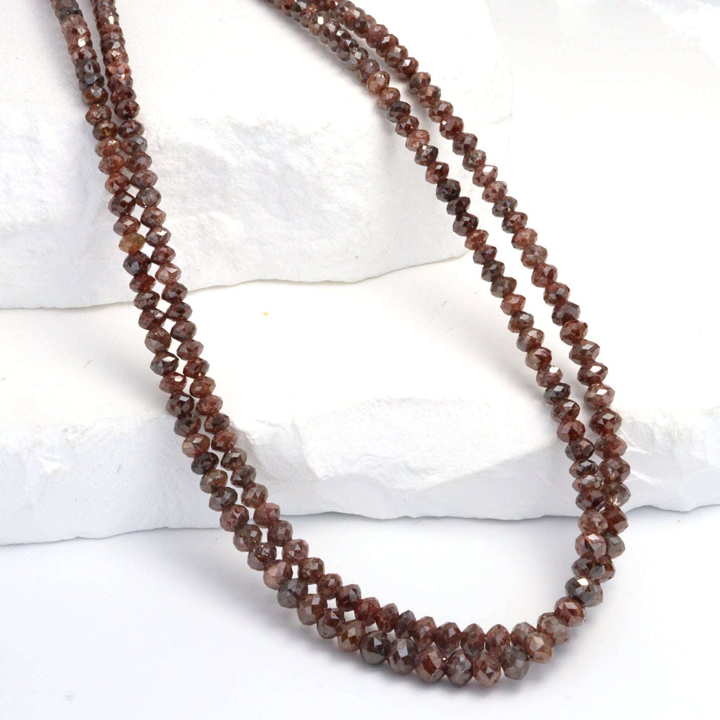 Brown Diamond 3.5mm - 4.5mm Hand Faceted Rondelles Bead Strand