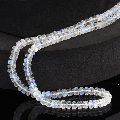 AA Blue Rainbow Moonstone 5mm Faceted Rondelles Bead Strand