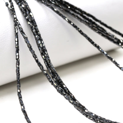 Black Diamond 2x1.5mm Faceted Tubes Bead Strand