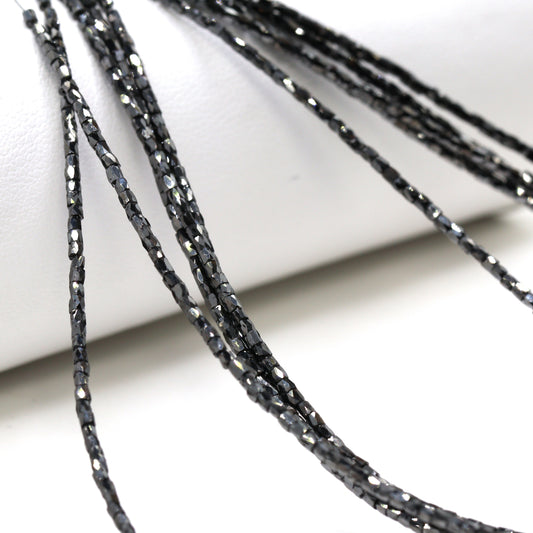 Black Diamond 2x1.5mm Faceted Tubes Bead Strand