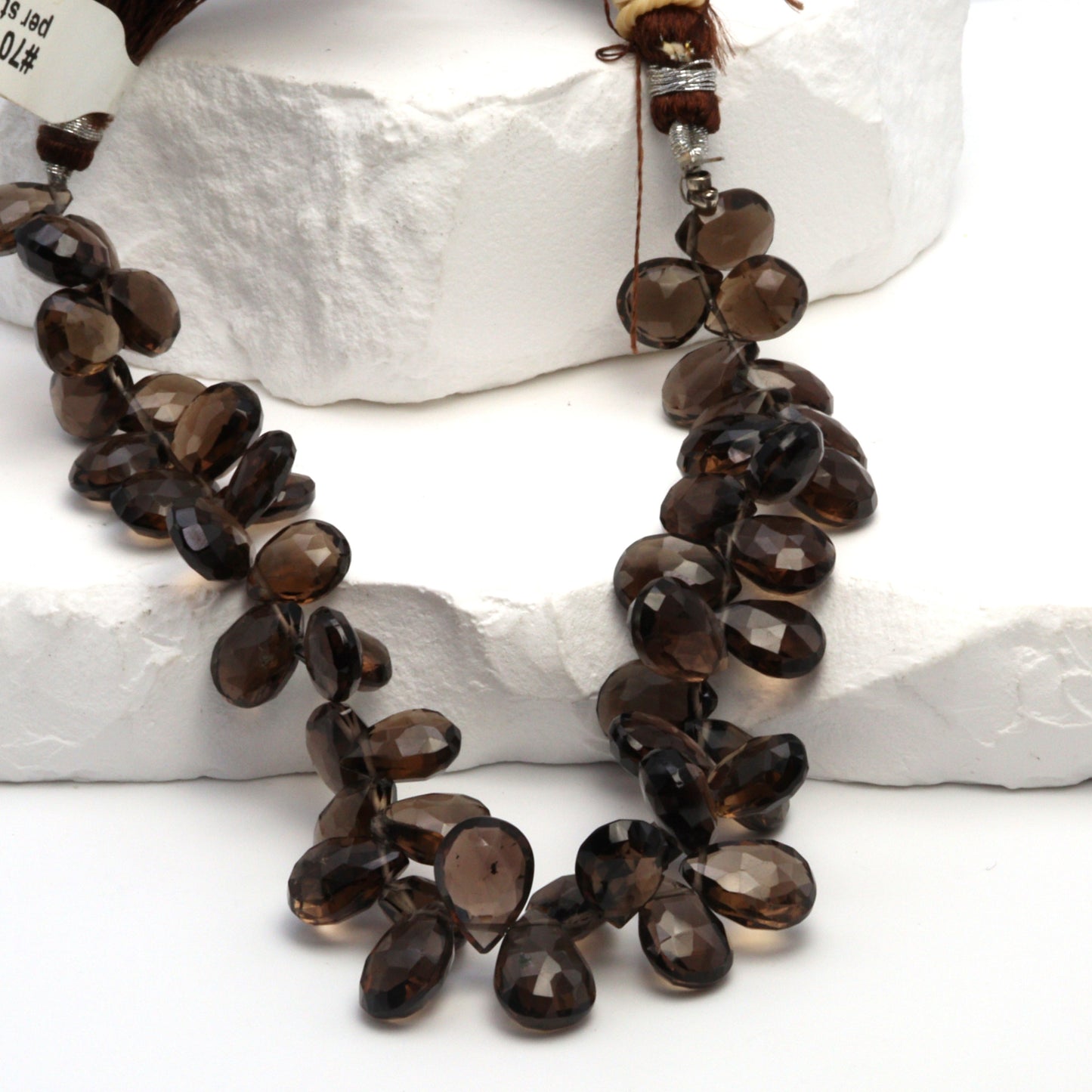 Brown Smoky Quartz 11x9mm Faceted Pear Shaped Briolettes