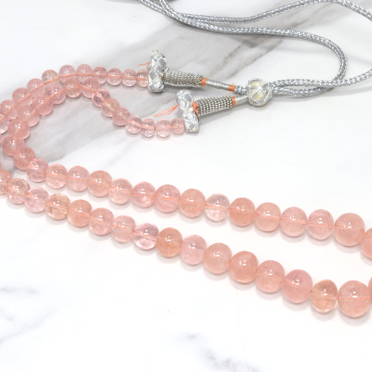 Pink Morganite 6mm-11mm Smooth Rondelles 1 Strand Bead Necklace