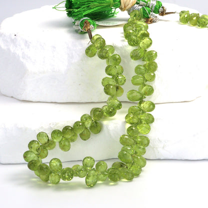 Green Peridot 7x4mm Faceted Teardrop Briolettes
