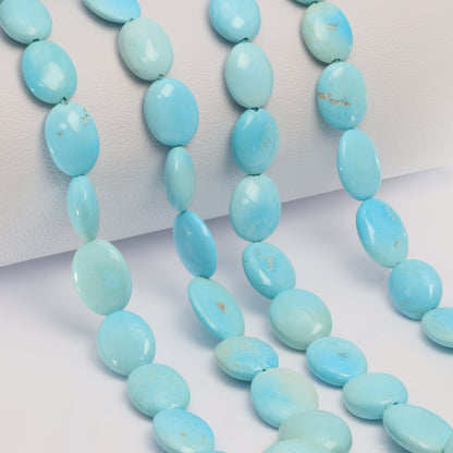AAA Light Blue Turquoise 7x5mm - 12x10mm Smooth Ovals Bead Strand