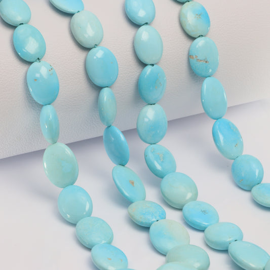 AAA Light Blue Turquoise 7x5mm - 12x10mm Smooth Ovals Bead Strand