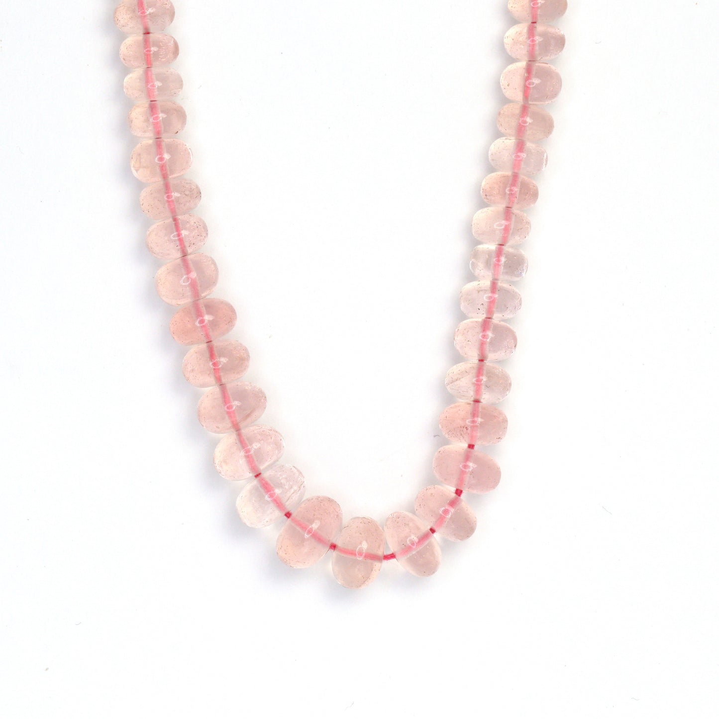 Pink Rose Quartz 6mm - 8mm Smooth Rondelles Bead Strand