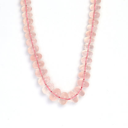 Pink Rose Quartz 6mm - 8mm Smooth Rondelles Bead Strand