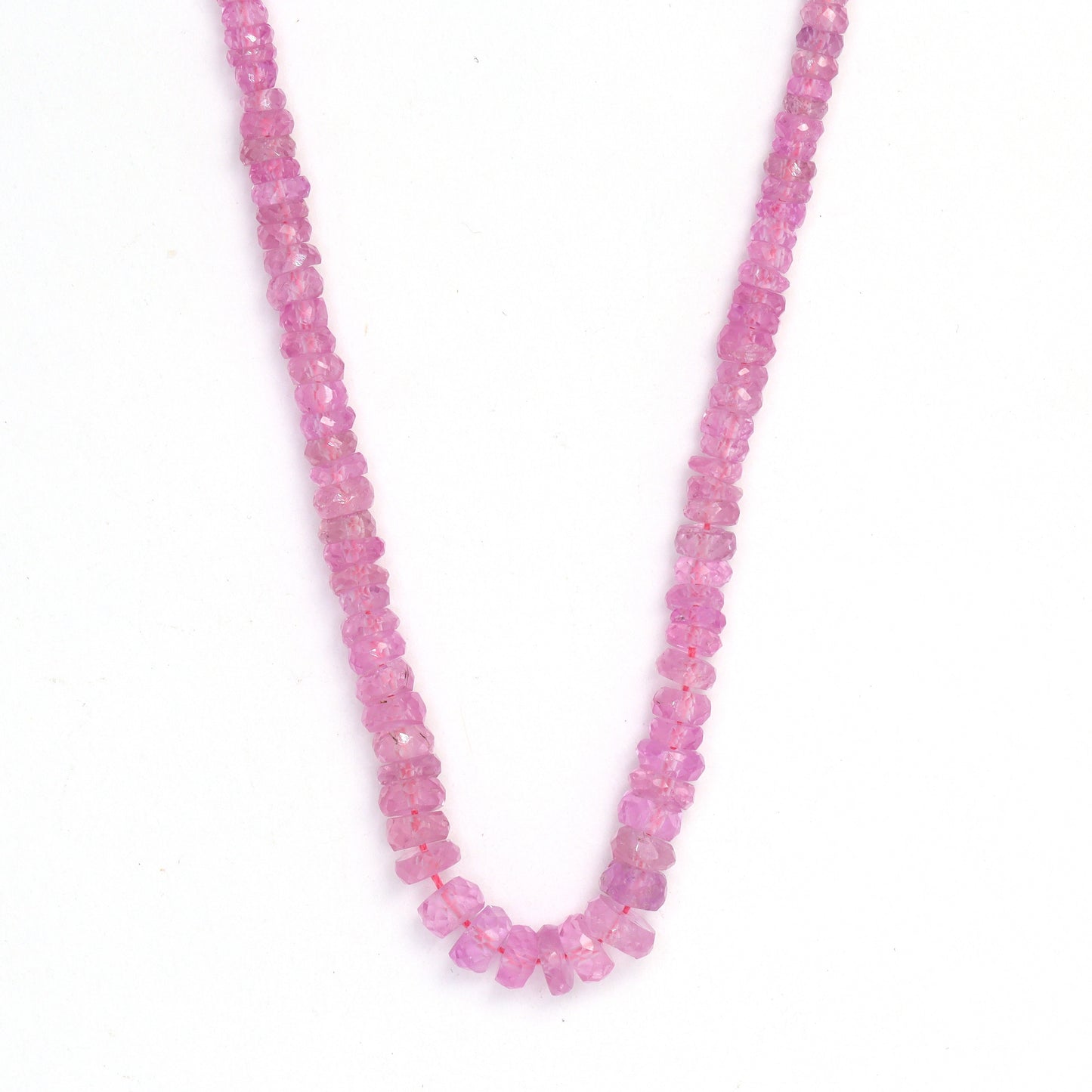 Pink Sapphire 3mm - 4mm Hand Faceted Rondelles Bead Strand