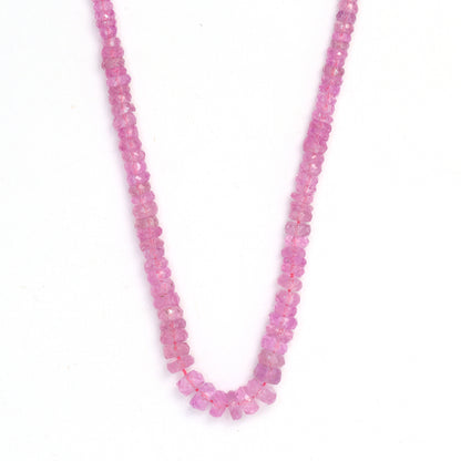 Pink Sapphire 3mm - 4mm Hand Faceted Rondelles Bead Strand
