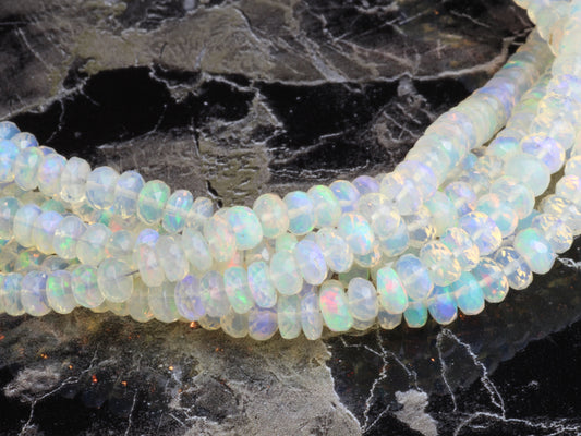 White Ethiopian Opal 5mm Faceted Rondelles