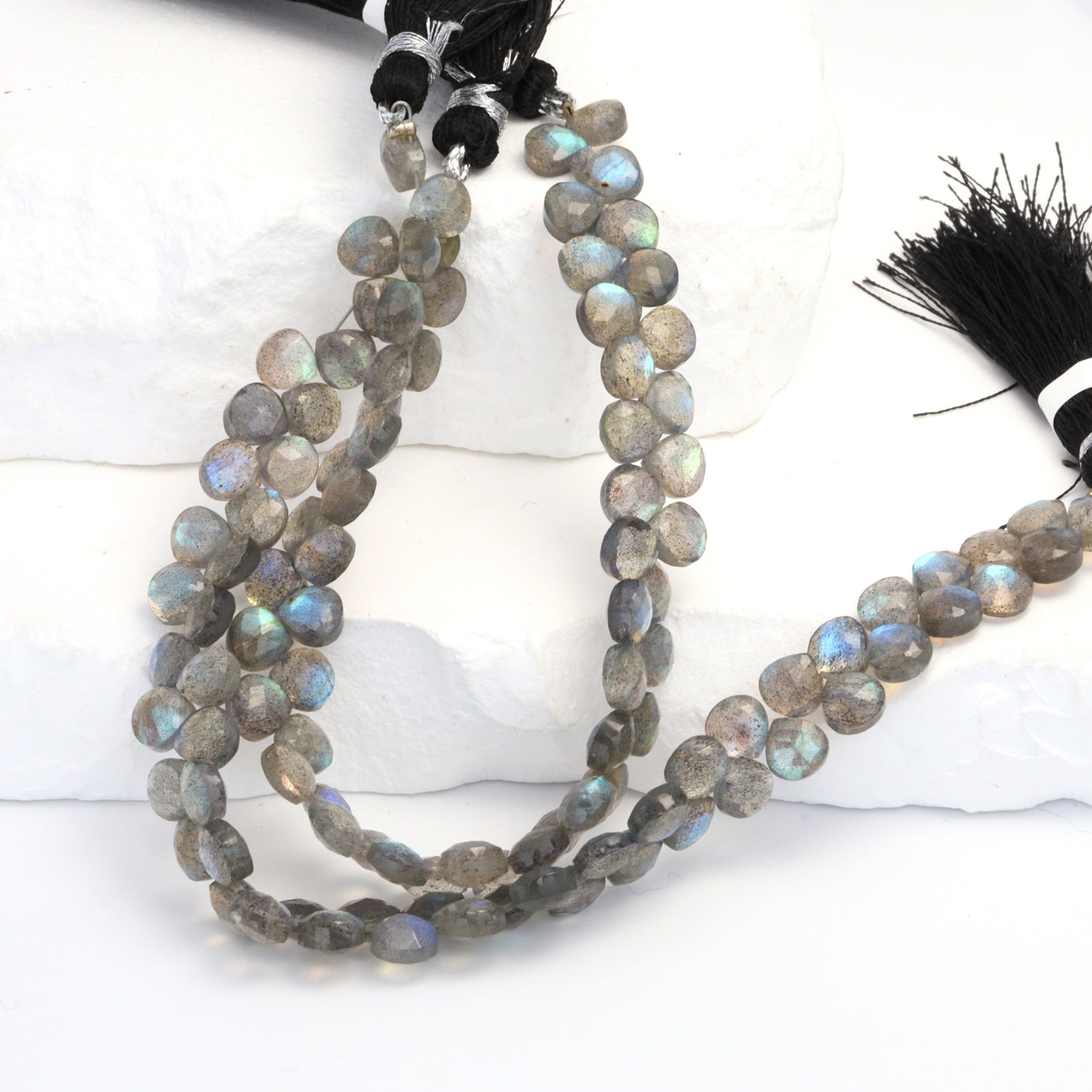 AA Blue Labradorite 5mm Faceted Heart Shaped Briolettes