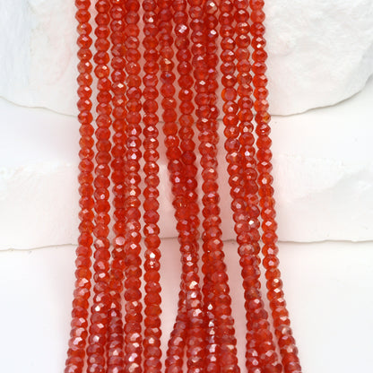 Coated Orange Carnelian 3mm Faceted Rondelles Bead Strand