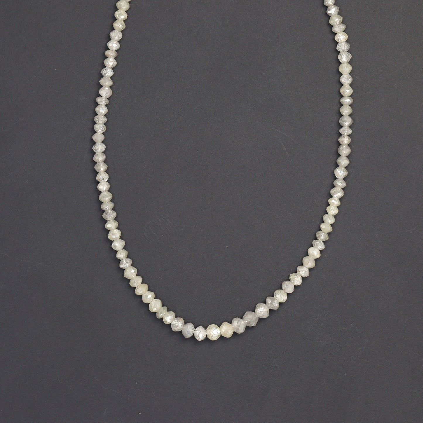 Gray Diamond 2.1mm - 2.7mm Hand Faceted Rondelles Bead Strand