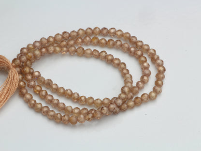 Natural Brown Zircon 2mm Faceted Rondelles Bead Strand