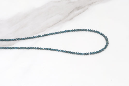 Blue Diamond 2.25mm - 2.75mm Hand Faceted Rondelles Bead Strand