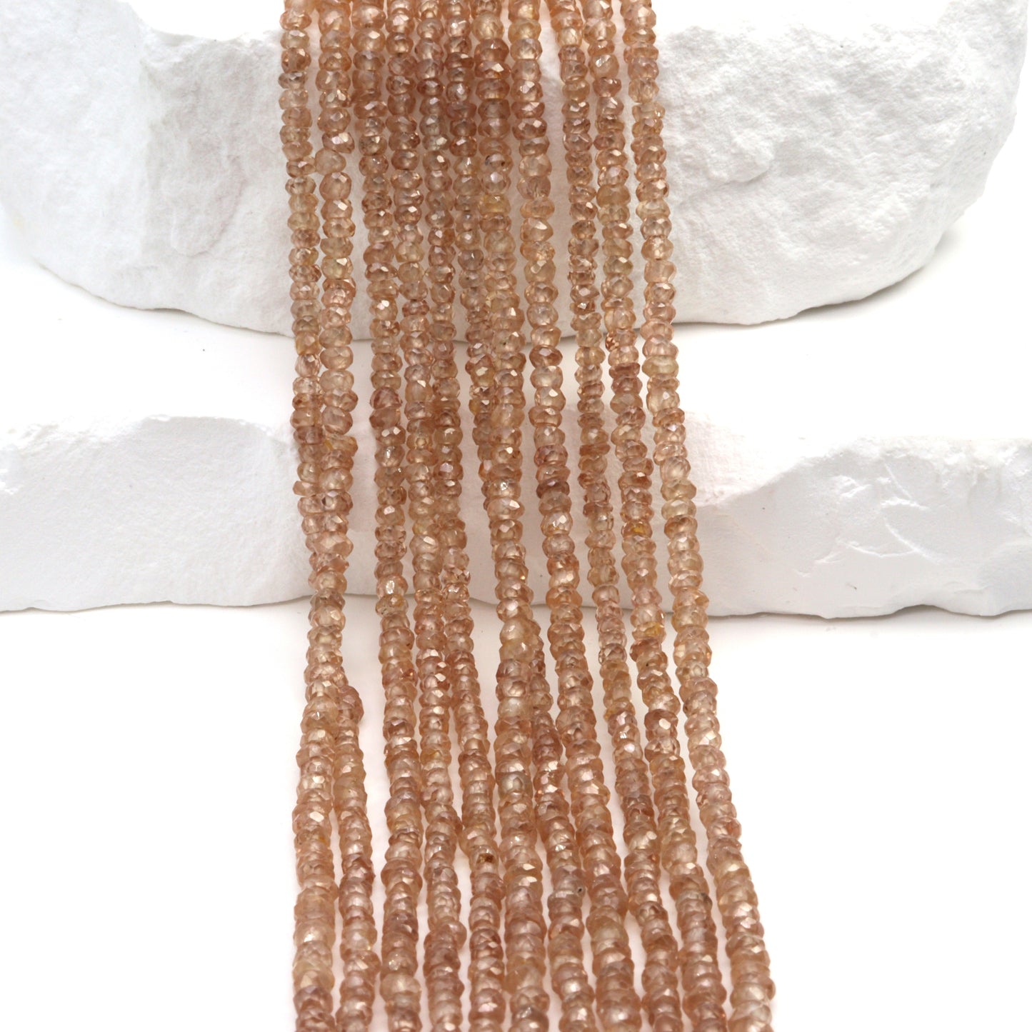 Natural Brown Zircon 2.5mm Hand Faceted Rondelles Bead Strand