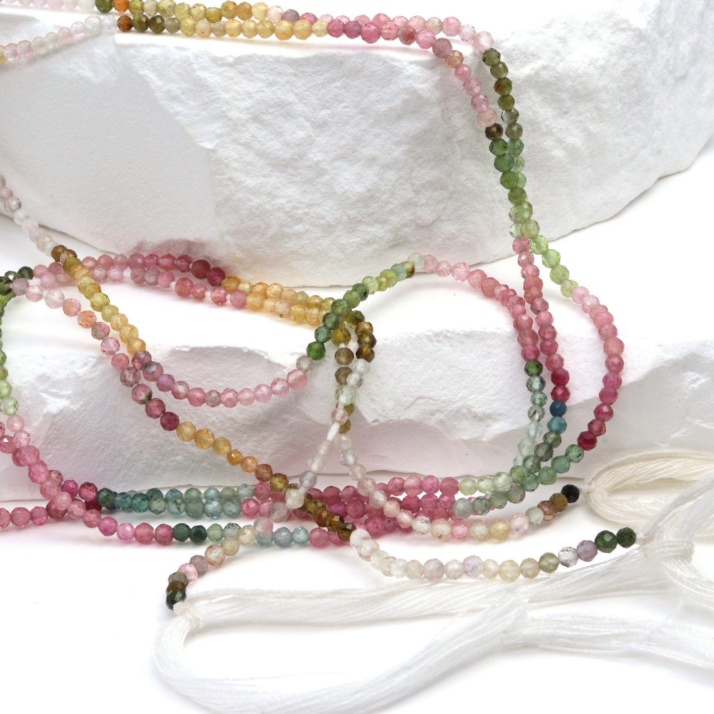 Watermelon Tourmaline 2mm Faceted Rounds Bead Strand