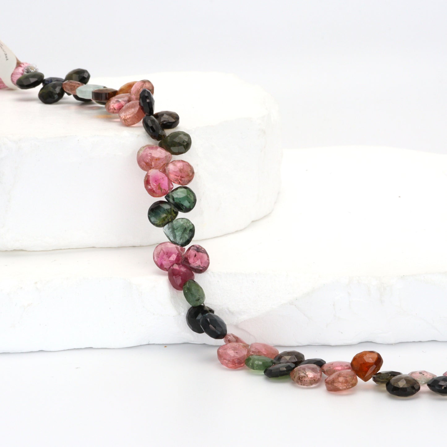 Watermelon Tourmaline 6.5mm Faceted Heart Shaped Briolettes