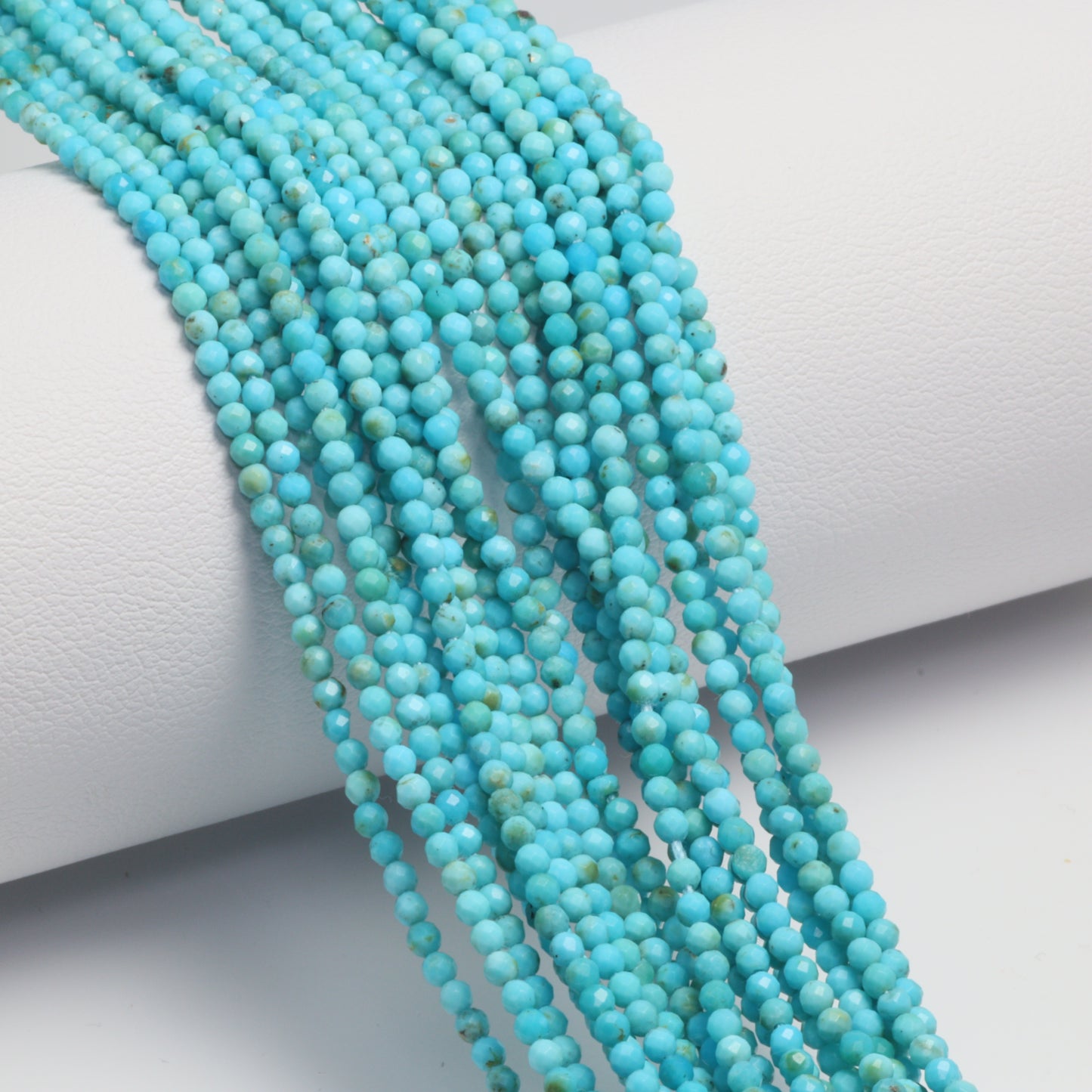 AAA Natural Blue Turquoise 2mm Faceted Rounds Bead Strand