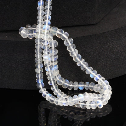 AA Blue Rainbow Moonstone 4mm - 5.5mm Smooth Rondelles Bead Strand