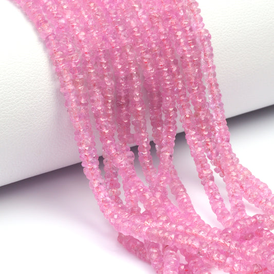 Pink Sapphire 2.5mm - 3.2mm Hand Faceted Rondelles Bead Strand