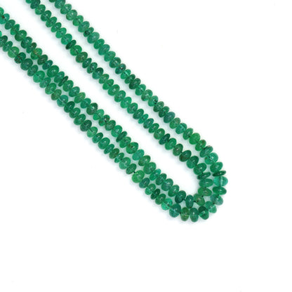 Green Emerald 3.2mm - 4.5mm Smooth Rondelles Bead Strand