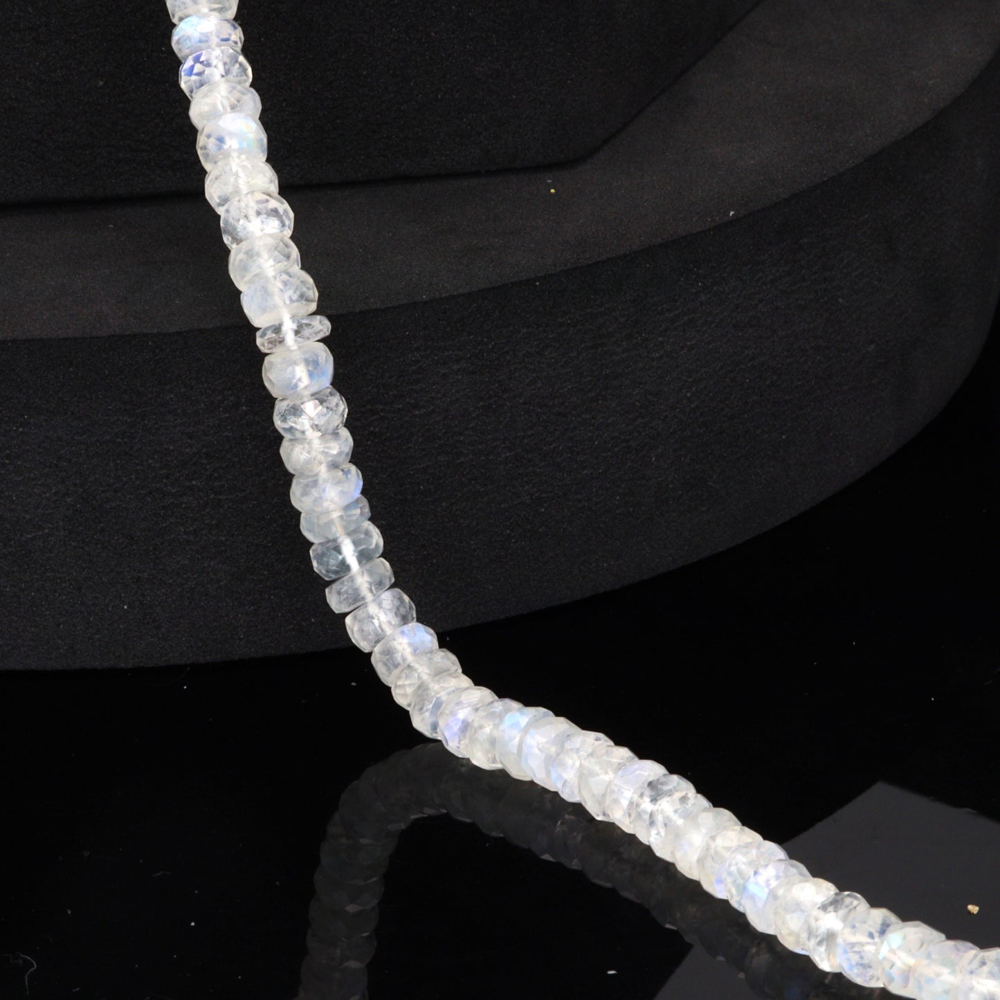 AA Blue Rainbow Moonstone 6mm Faceted Rondelles