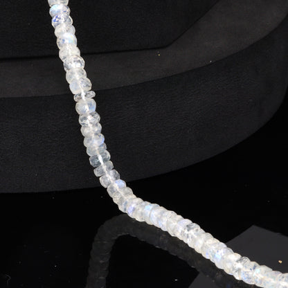 AA Blue Rainbow Moonstone 6mm Faceted Rondelles