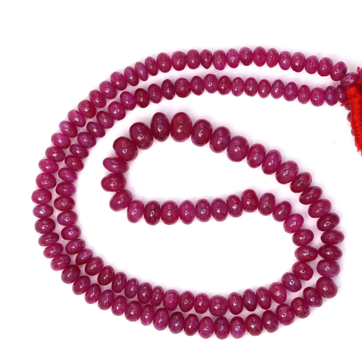 Pink Sapphire 4mm - 6mm Smooth Rondelles Bead Strand