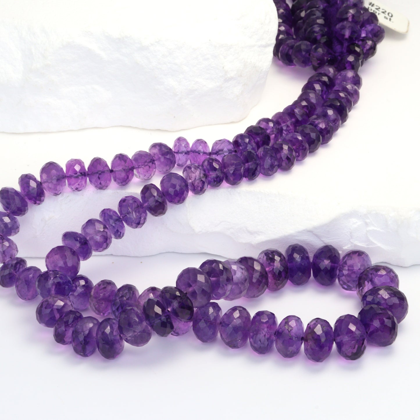 Purple Amethyst 7mm - 11mm Faceted Rondelles Bead Strand