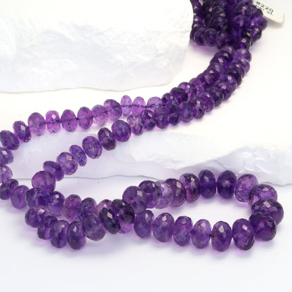 Purple Amethyst 7mm - 11mm Faceted Rondelles Bead Strand