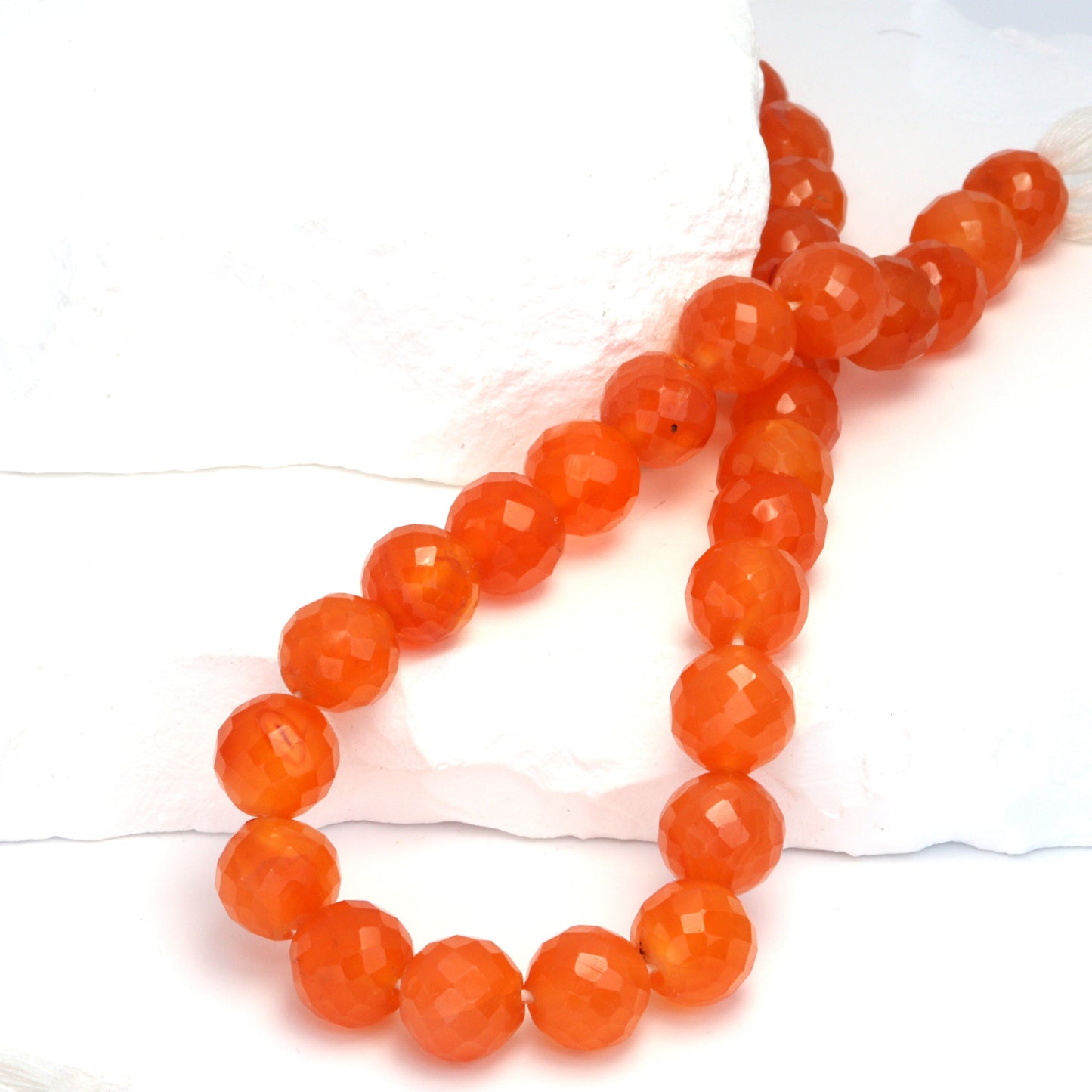Orange Carnelian 10mm Faceted Rounds Bead Strand