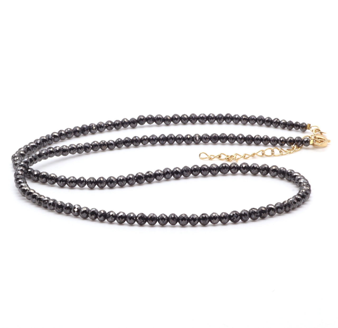 18k YG 16"+2" Black Diamond Bead Necklace (~33ct)
