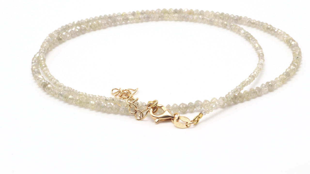 18k YG 16+2" Taupe Diamond Bead Necklace (~16ct)