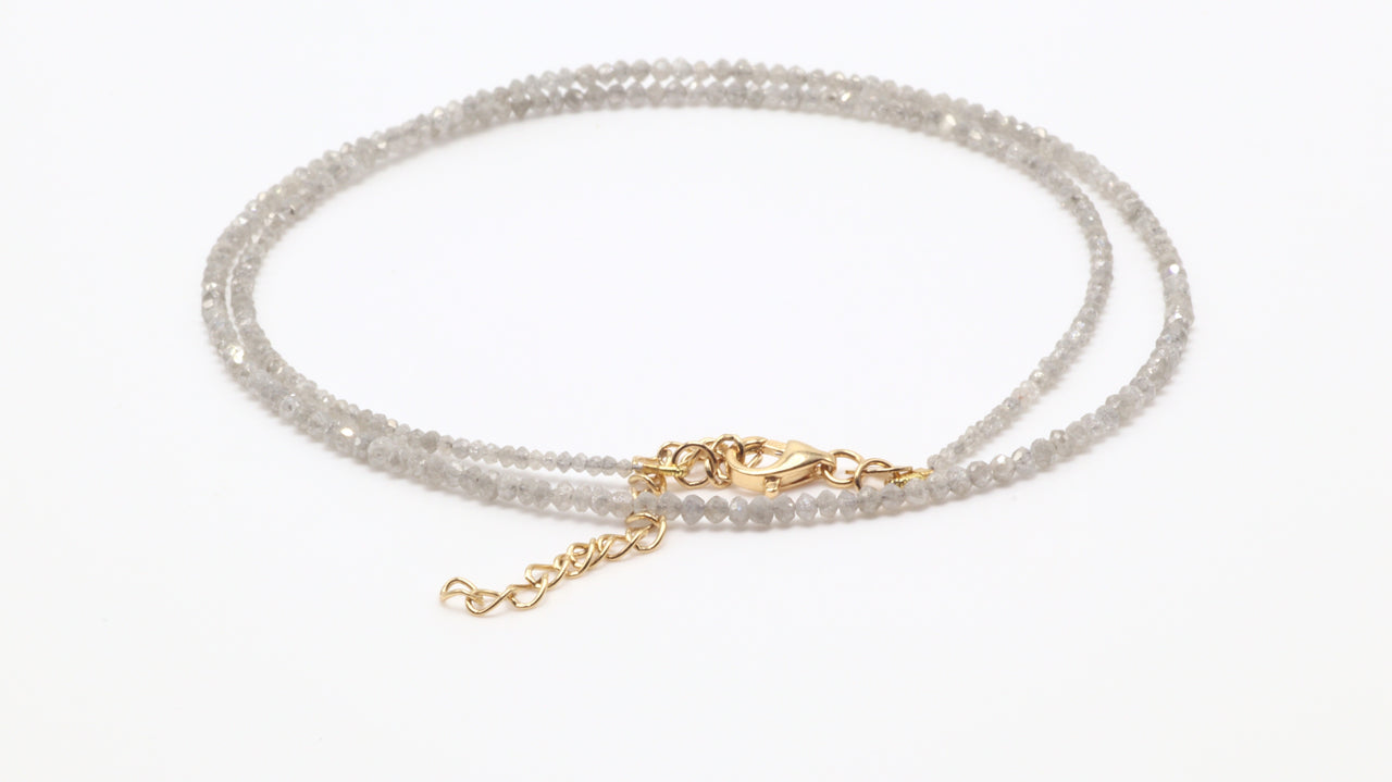 18k YG 16+2" Gray Diamond Bead Necklace (~16ct)